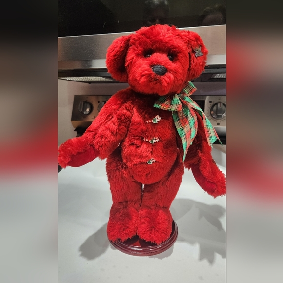 Annette Funicello Bear with stand!! Red with candy cane buttons! 15 inches tall - Picture 2 of 7